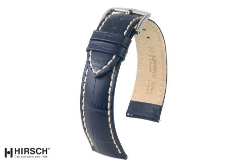 Bracelet montre HIRSCH Modena Bleu, cuir de veau italien