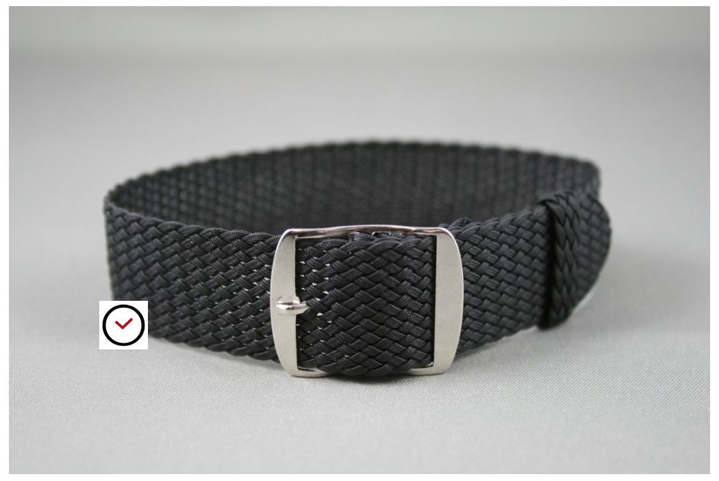 Black braided Perlon watch strap