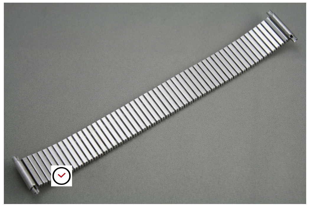 Bracelet extensible en acier inox brossé & poli, anses télescopiques (17, 18, 19, 20, 21 & 22 mm)