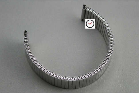 Bracelet extensible en acier inox brossé & poli, anses télescopiques (17, 18, 19, 20, 21 & 22 mm)
