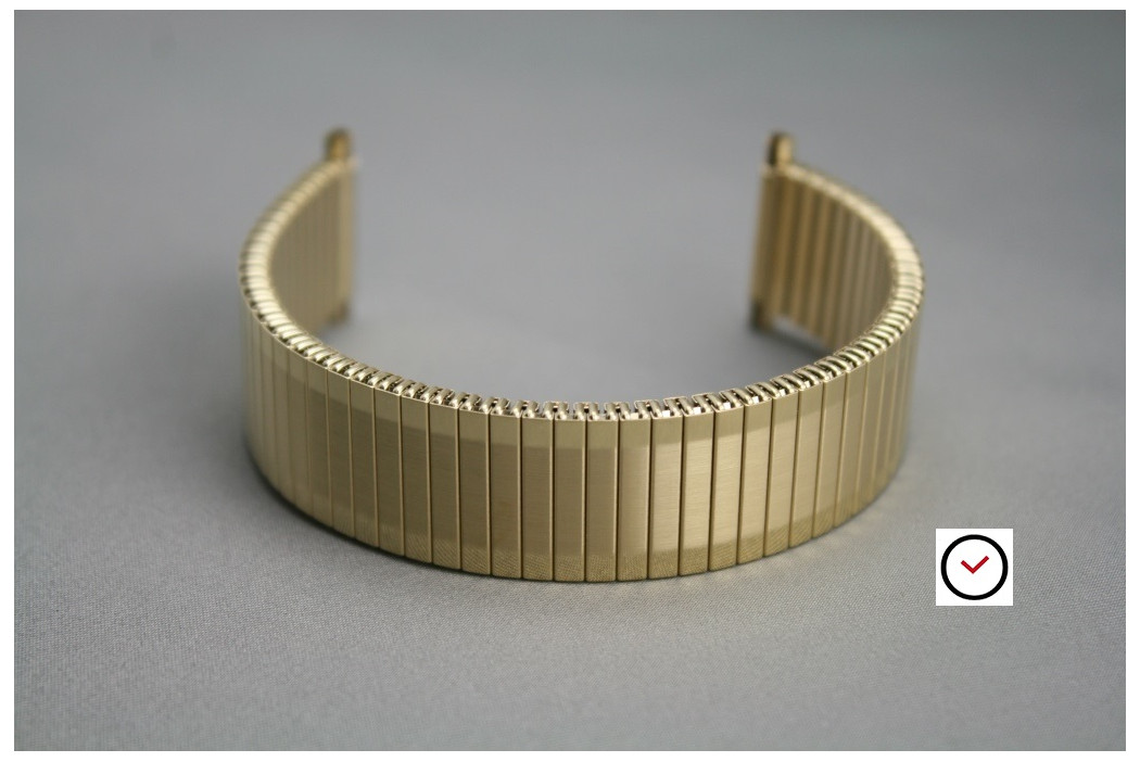 Bracelet extensible en acier doré brossé & poli, anses télescopiques (17, 18, 19, 20, 21 & 22 mm)
