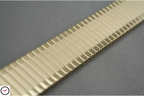 Brushed/polished gold stainless steel expansion watch strap with telescopic ends (17, 18, 19, 20, 21 & 22 mm)