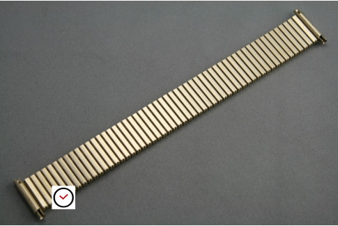 Brushed/polished gold stainless steel expansion watch strap with telescopic ends (17, 18, 19, 20, 21 & 22 mm)