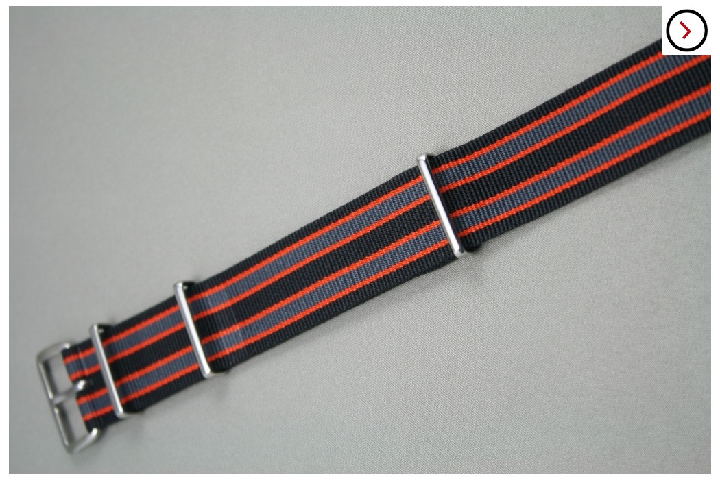 Bracelet montre NATO Phoenix Noir Gris Orange