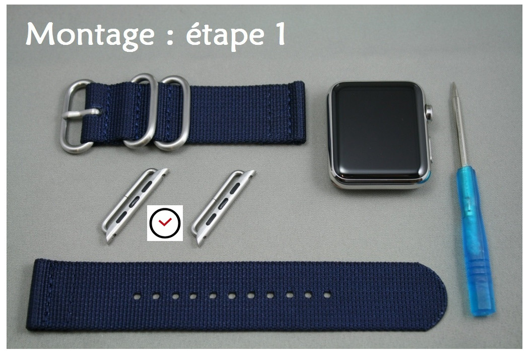 42mm Apple Watch Band Adapters, mat black stainless steel (complete kit)