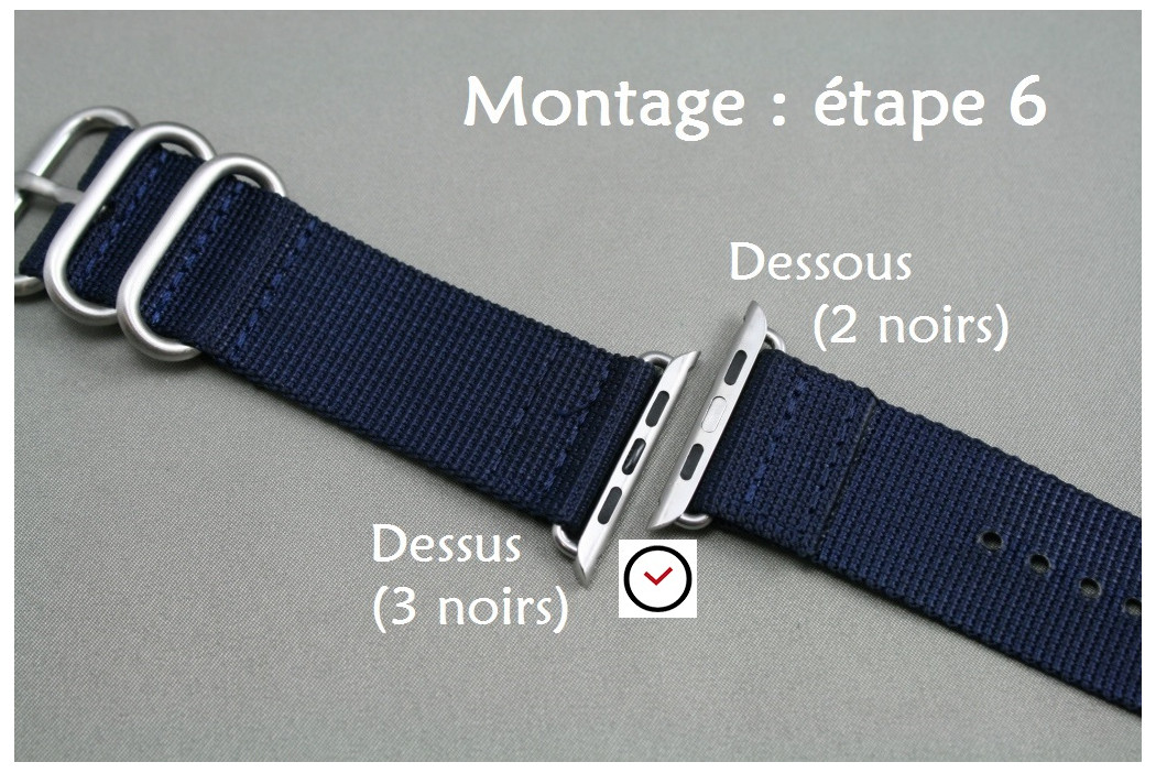 Adaptateurs bracelets acier inox noir mat pour Apple Watch 42mm (kit complet)