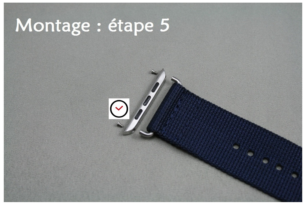 Bracelet Apple Watch 41mm / 40mm / 38 mm, Nylon Tressé avec Boucle Noir /  Gris - Français