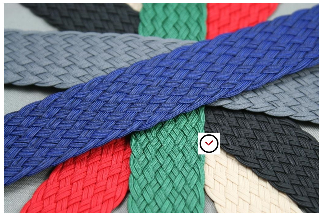 Green braided Perlon watch strap, double yarn weaving