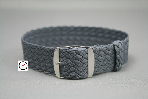 Dark Grey braided Perlon watch strap, double yarn weaving