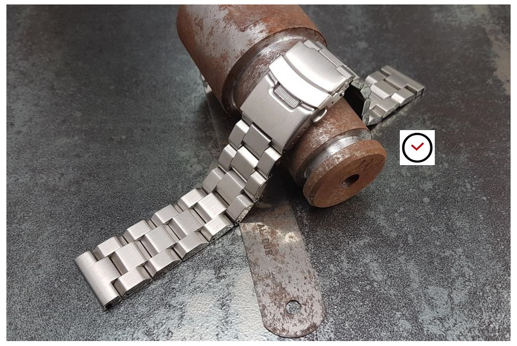 Bracelet montre Hexad en acier inox massif, boucle déployante avec sécurité (18, 20, 22 & 24 mm)