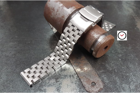Bracelet montre Ingénieur en acier inox massif, boucle déployante avec sécurité (18, 20, 22 & 24 mm)