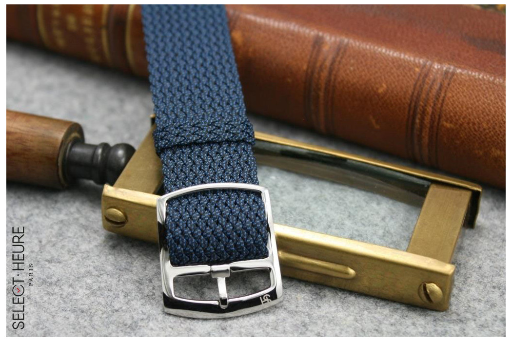 Select'Heure blue braided Perlon watch strap