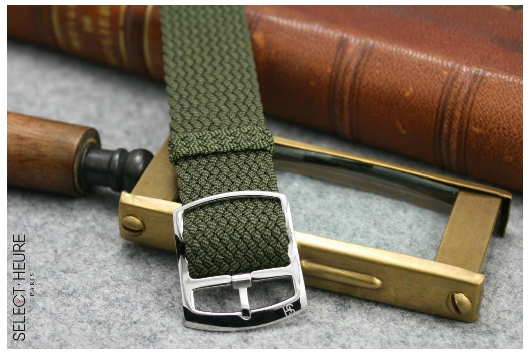Select'Heure Kaki Green braided Perlon watch strap