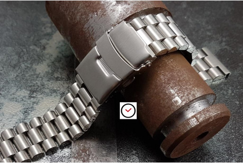 Bracelet montre Président en acier inox massif, boucle déployante avec sécurité (18, 20, 22 & 24 mm)