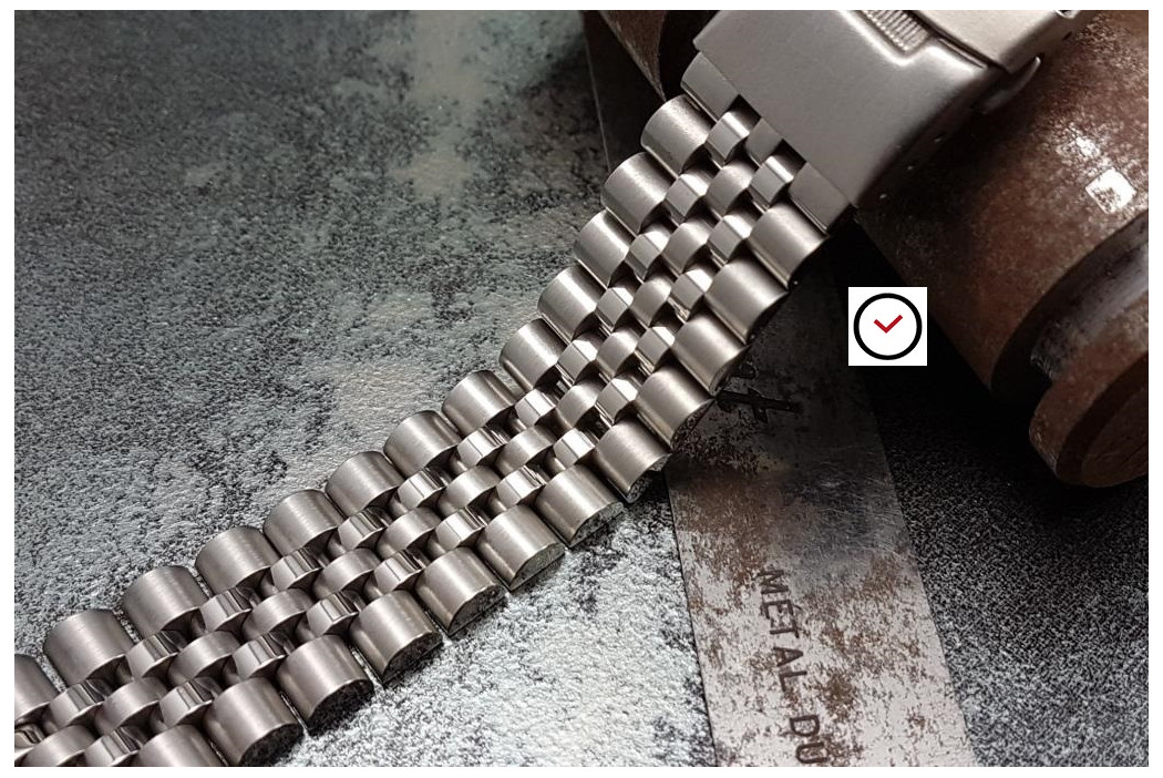 Bracelet montre Super Jubilee en acier inox massif, boucle déployante avec sécurité (20 & 22 mm)