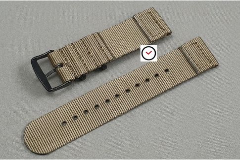 Bronze Brown 2 pieces NATO strap, PVD buckle and loops (black)