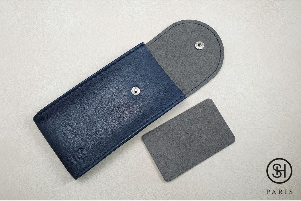 Navy vintage leather SELECT-HEURE watch pouch (handmade in Italy)
