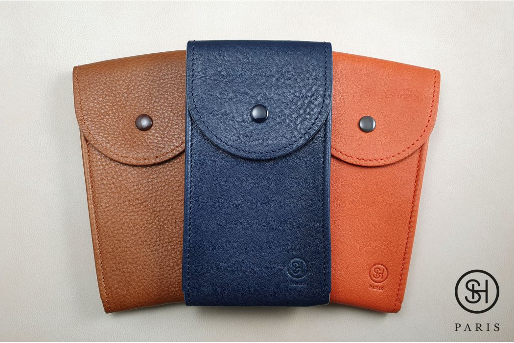 Navy vintage leather SELECT-HEURE watch pouch (handmade in Italy)