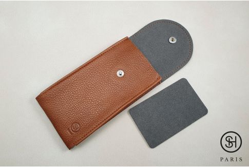 Ocher vintage leather SELECT-HEURE watch pouch (handmade in Italy)