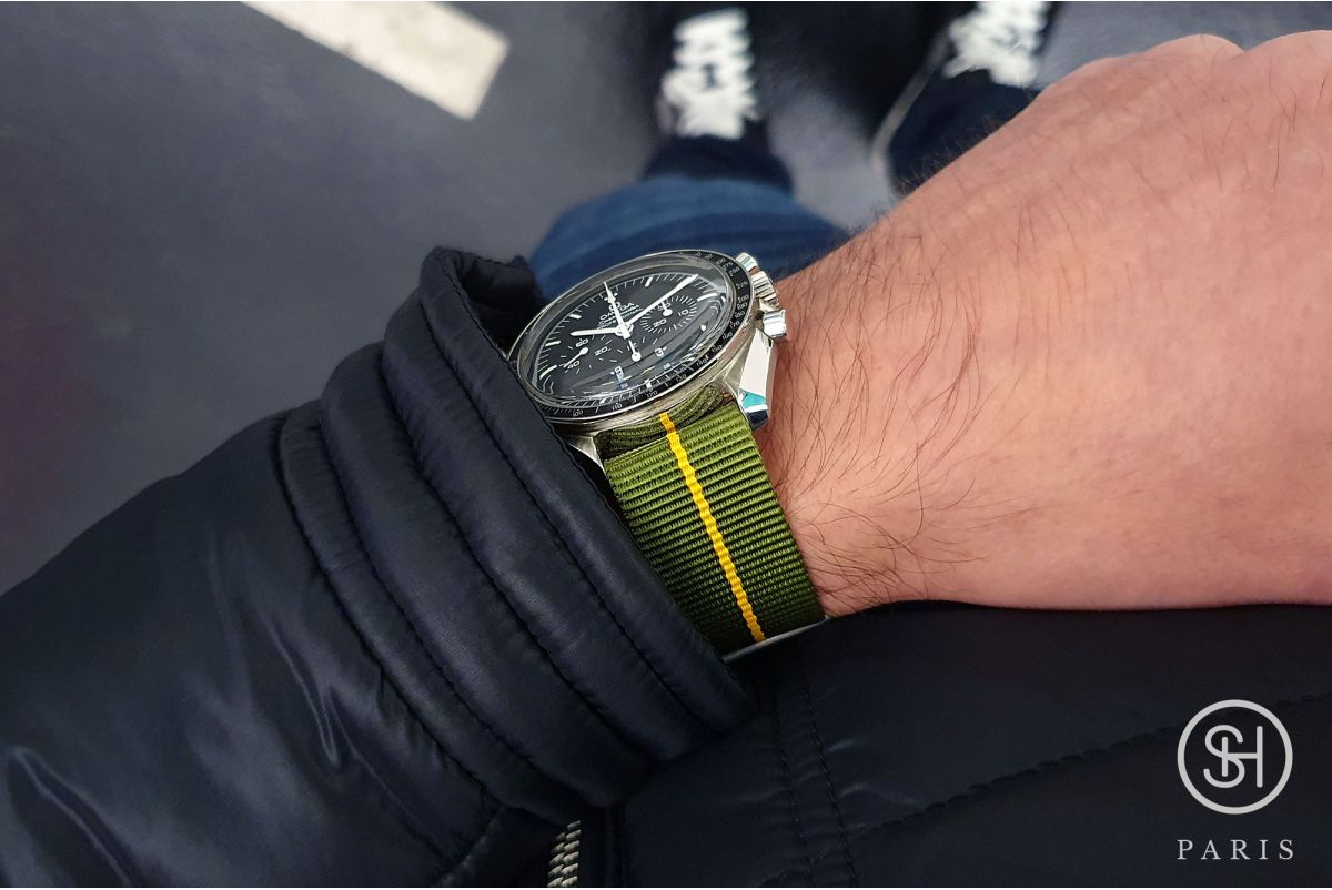 Original Green Yellow SELECT-HEURE Marine Nationale nylon watch straps
