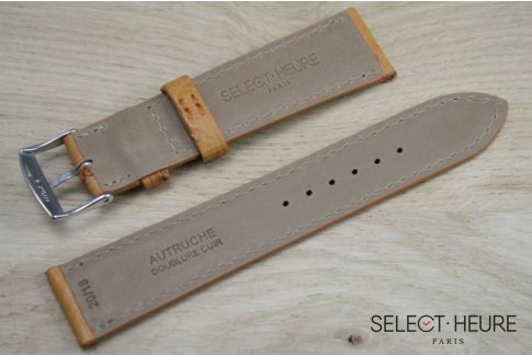 Bracelet montre cuir SELECT-HEURE en Autruche véritable Miel