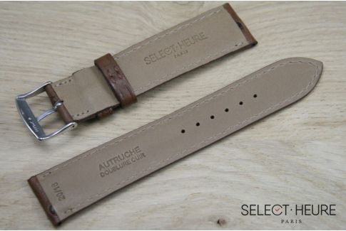 Bracelet montre cuir SELECT-HEURE en Autruche véritable Marron foncé