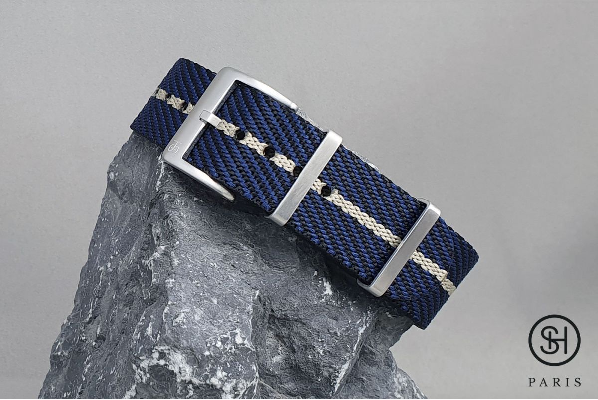 Black Blue Beige Serge SELECT-HEURE nylon watch strap