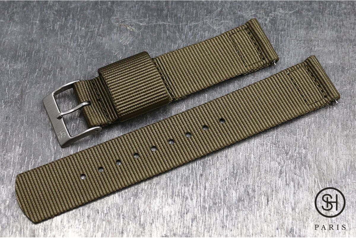 Bronze Brown SELECT-HEURE 2 pieces US Military watch strap with quick release spring bars (interchangeable)