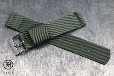 Green Grey SELECT-HEURE 2 pieces US Military watch strap with quick release spring bars (interchangeable)