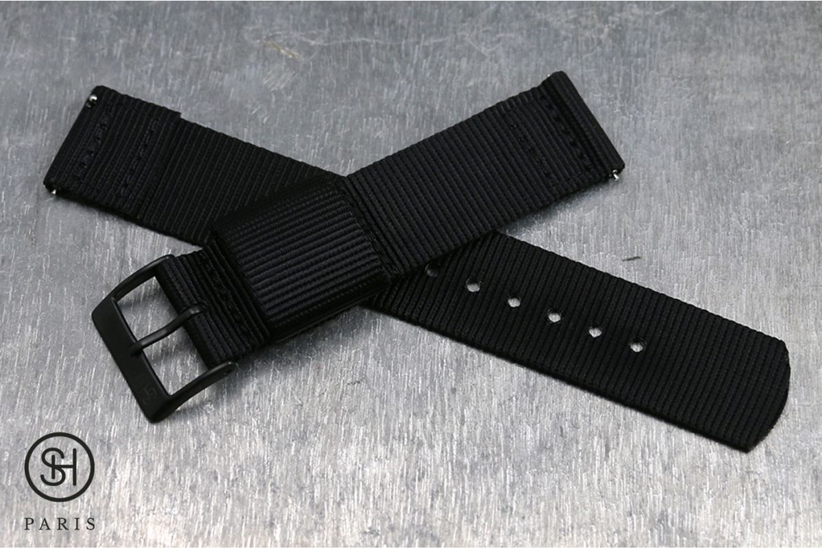 Bracelet montre US Military 2 pièces SELECT-HEURE Noir avec pompes rapides (interchangeable)