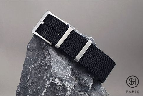 Bracelet montre NATO SELECT-HEURE Allure Noir, nylon épais et boucle haut de gamme