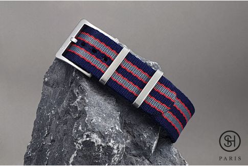 Bracelet NATO SELECT-HEURE Allure, modèle James Bond Bleu Marine Gris Rouge, nylon épais et boucle haut de gamme