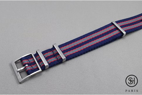 Navy Blue Grey Red James Bond Allure SELECT-HEURE NATO watch strap, thick nylon and high-end buckle