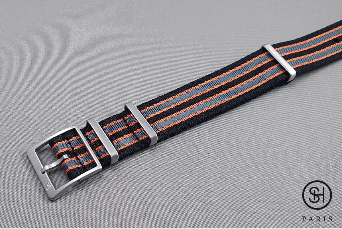 Black Grey Orange James Bond Allure SELECT-HEURE NATO watch strap, thick nylon and high-end buckle