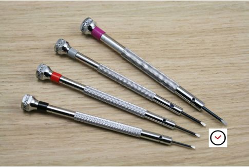 4 professional watchmaker screwdrivers set (1, 1.2, 1.4, 1.6 mm diameters)