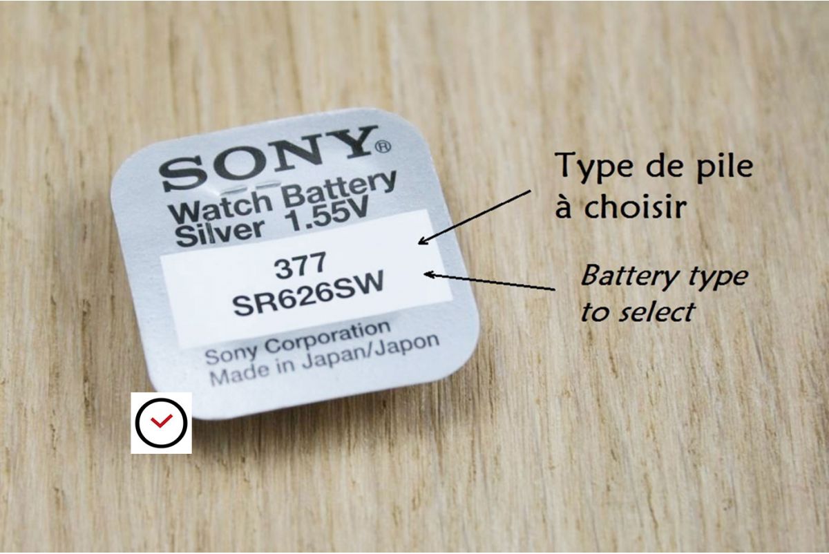 Piles Oxyde d'Argent 1,55V Sony pour montres - tous types (SR... , SR...SW ou SR...W)