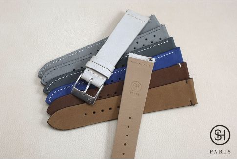 Cigar Nubuck SELECT-HEURE leather watch strap with quick release spring bars (interchangeable)