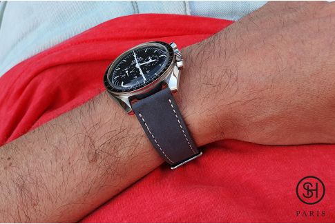 Slate Grey Nubuck SELECT-HEURE leather watch strap with quick release spring bars (interchangeable)