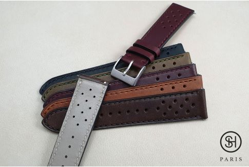 Dark Brown Rallye SELECT-HEURE leather watch strap with quick release spring bars (interchangeable)