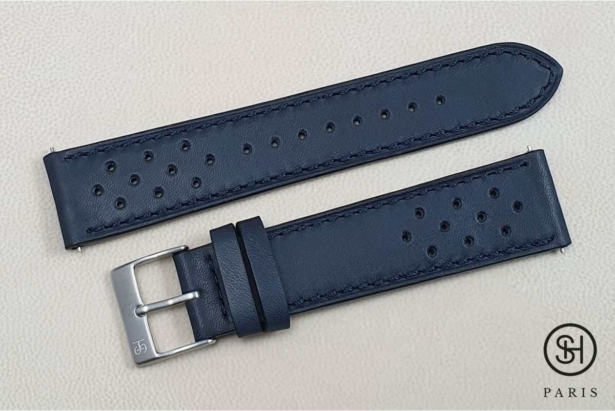 Night Blue Rallye SELECT-HEURE leather watch strap with quick release spring bars (interchangeable)