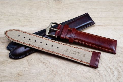 Bracelet montre HIRSCH Ascot Marron, cuir de veau anglais, style Chesterfield