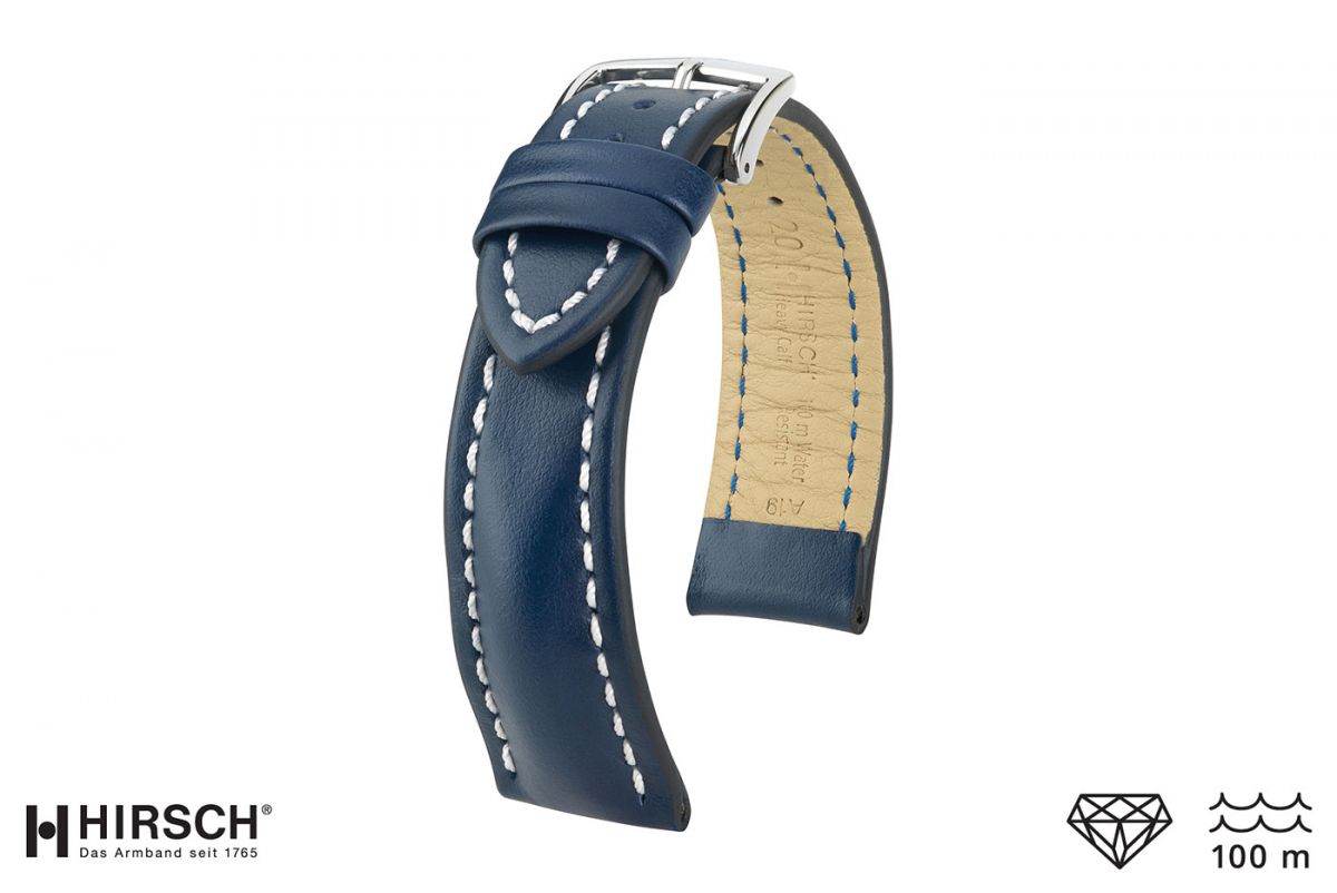 Blue Heavy Calf HIRSCH watch bracelet (waterproof)