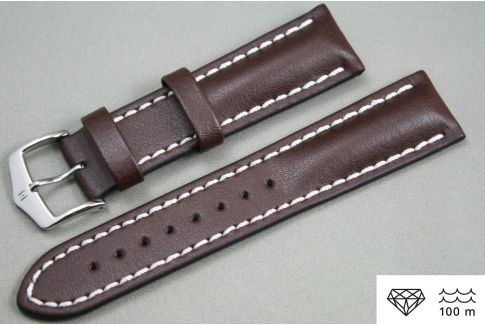 Brown Heavy Calf HIRSCH watch bracelet (waterproof)