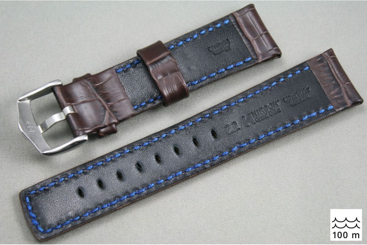 Bracelet montre HIRSCH Grand Duke, cuir Marron (étanche)