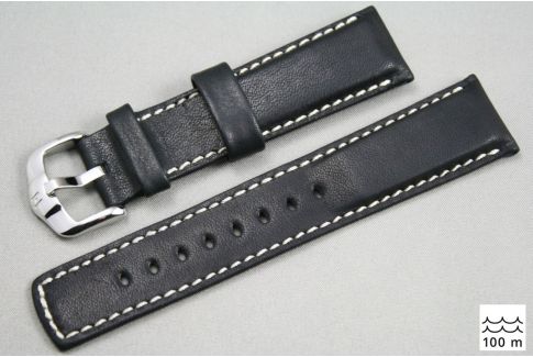 Black White topstitching Mariner HIRSCH watch bracelet (waterproof)
