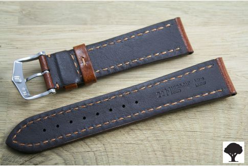 Hand-made Lucca HIRSCH watch bracelet, Gold Brown Tuscan leather
