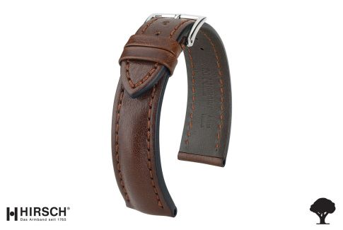 Hand-made Lucca HIRSCH watch bracelet, Brown Tuscan leather
