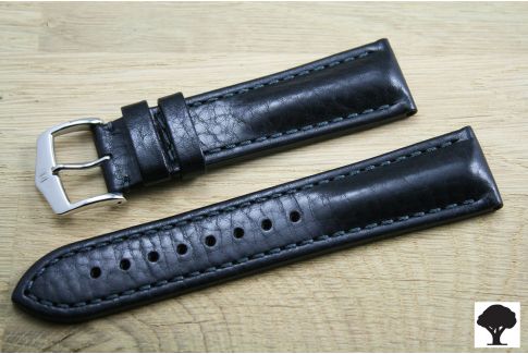 Hand-made Lucca HIRSCH watch bracelet, Black Tuscan leather