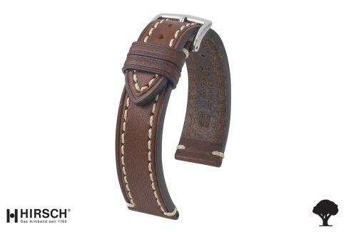 Brown Liberty HIRSCH watch bracelet, vegetable tanning leather