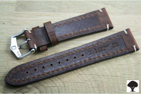 Brown Liberty HIRSCH watch bracelet, vegetable tanning leather